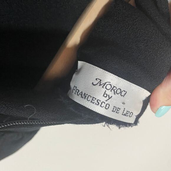 VTG 1960s Francesco de Leo Black Long Sleeve Wrap Overlap Dress Sz S** - Picture 9 of 13